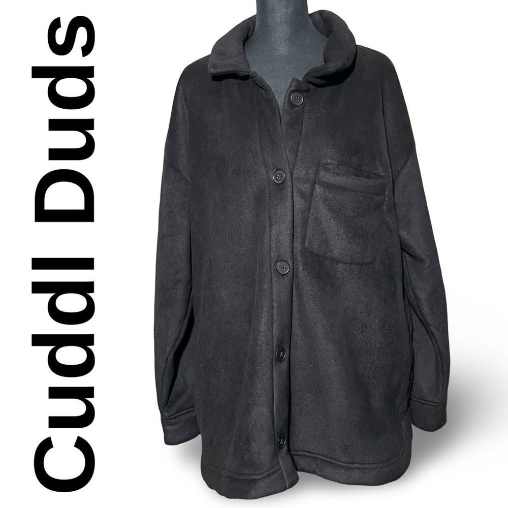 CUDDL DUDS Sculpted Sherpa Shacket, Full Button Closure, Warm & Cozy, Size Large